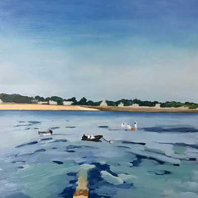La cale, huile sur contreplaqué, 20x20cm, 2023, collectionné
