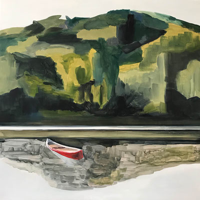 Devant elle, huile sur contreplaqué, 50x50cm, 2020