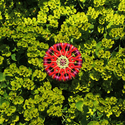 Zwirnknopf-Anhänger | Ø 45 mm, Dicke 5 mm | Material: Baumwolle, Metall; verchromt