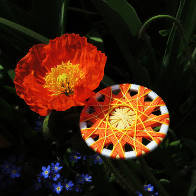 Zwirnknopf-Anhänger | Ø 44 mm | Material: Baumwolle, Aluminium