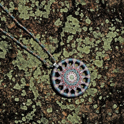 Zwirnknopf-Anhänger | Ø 60 mm, Dicke: 4 mm | Material: Baumwolle, Metall, lackiert