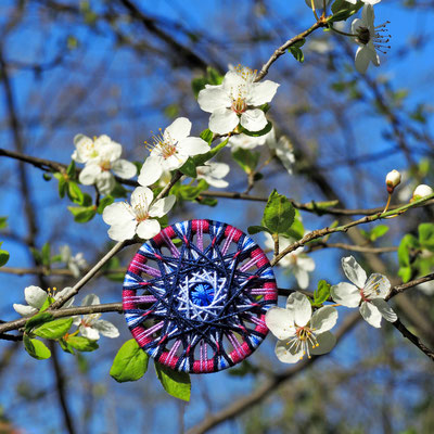 Zwirnknopf-Anhänger | Ø 44 mm | Material: Baumwolle, Aluminium