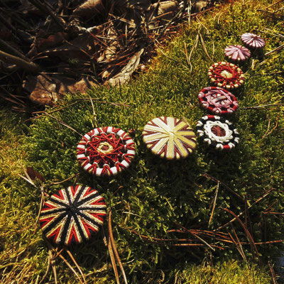 Zwirnknopf- und Posamentenknopf-Anhänger | Ø 20 - 36 mm | Material: Baumwolle, Aluminium