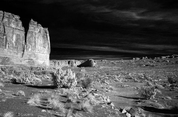 Desert Monolith #1, Arches National Park, Utah. Photographed with an infrared converted camera