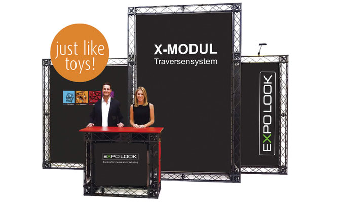Mobiler und modularer Messestand aus Traversensystem