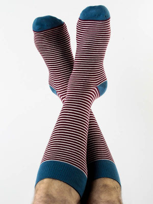 Albero Natur Socken Streifen mit rot