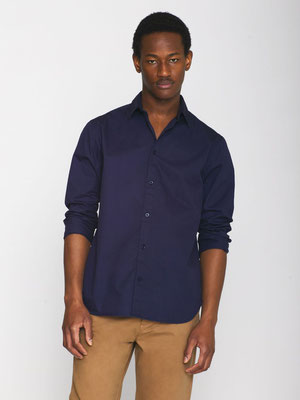 Label Knowledge Cotton Apparel  Hemd Blau