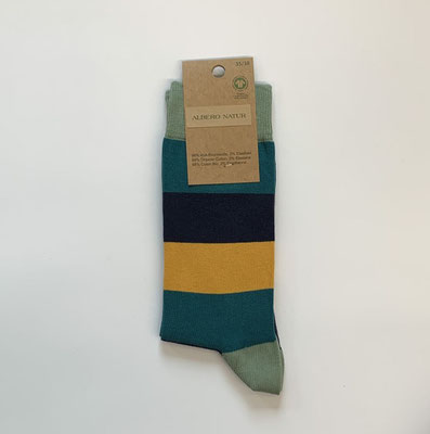 Albero Natur Socken Streifen mit grün bunt