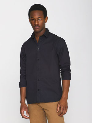 1090073 - ALF regular crispy cotton shirt - GOTS-Vegan - 1300 Black Jet - Knowledge Cotton