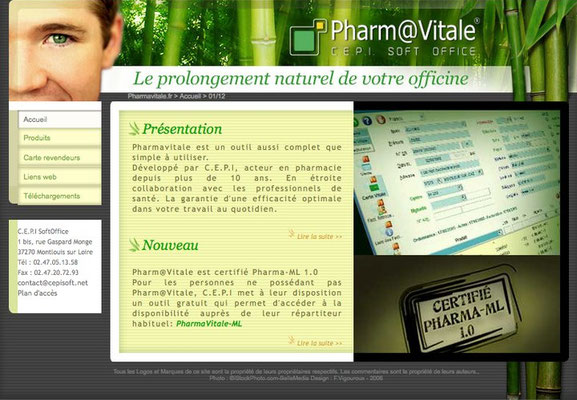 <h4>Pharmavitale</h4><p>Site de lancement du produit (services aux pharmacies)</p>