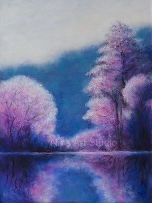 Bäume am See, 2023, 30x40 cm, Ölmalerei LW 