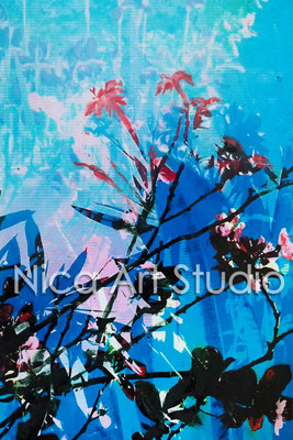 Oleander & Iris, 2016, 20 x 30 cm, Fotografie mit Ölfarbe, in der Galerie KuRa Hamburg