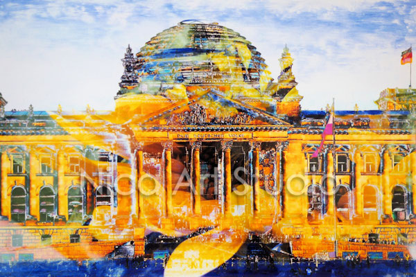 B32 Reichstag with flower, 2017, 30 x 20 cm, photography with oil color