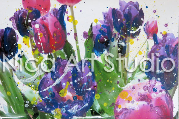 Tulpen, 2015, 30 x 20 cm, Fotografie mit Acrylfarbe