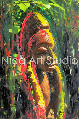 Ghana Figur, 2013, 20 x 30 cm, Fotografie mit Ölfarbe