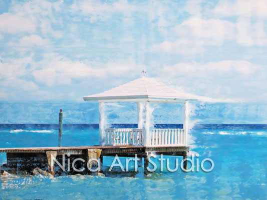 Pavillon, 2015, 40 x 30 cm, Fotografie mit Ölfarbe
