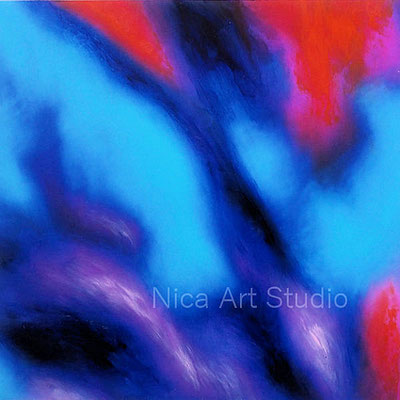 Abstraction in blue, 2020, 20 x 20 cm, photography with oil color