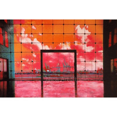 Fenster zum Hafen, 2022, 30 x 20 cm, Fotografie mit Ölfarbe