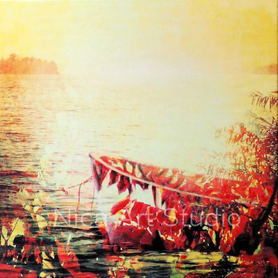 Am See, 2016, 50 x 50 cm, Leinwandprint mit Acrylfarbe und Gel Finish