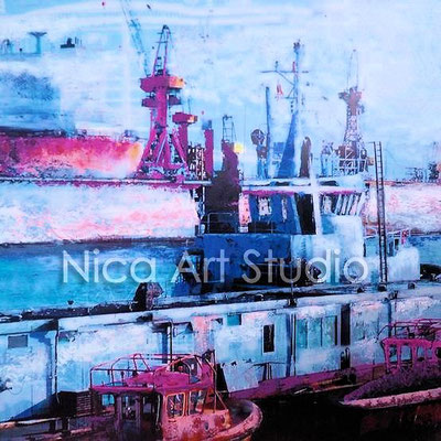 Ships in the harbour, 2016, 1 : 1 format, print