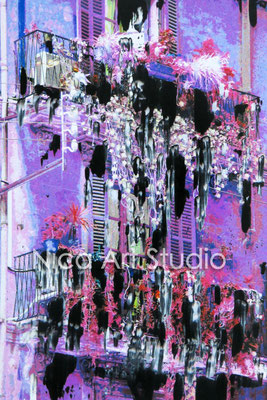  Balconies in purple, 2015,  20 x 30 cm, photography with oil color