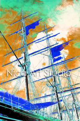 Segelboot blau, 2015, 2 : 3 Format, Print