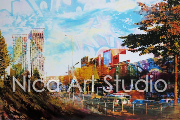 Graffiti an der Reeperbahn, 2016, 30 x 20 cm, Fotografie mit Ölfarbe, in der Galerie KuRa Hamburg