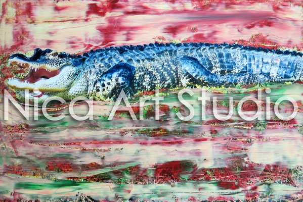 Alligator, 2014, 30 x 20 cm, Fotografie mit Ölfarbe