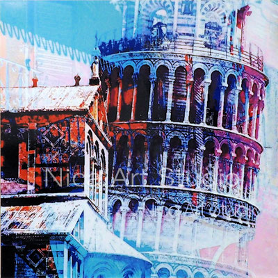 Pisa, 2018, 60 x 60 cm, print on aluminum backing and painted with oil color
