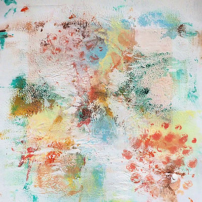 Little one 1, 2022, 12 x 12 cm sichtbar, Acrylmalerei auf Papier, gerahmt in 22 x 22 cm, weiß