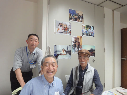 2025年４月 協力隊まつり【水谷恭二OB(S58年度1次隊 マラウイ 森林経営)、久田守雄OB、笠原岳夫専門家(キリバス 漁船機関)