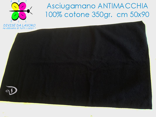 Asciugamano 50x90 colore nero ANTIMACCHIA spugna di cotone senza minimi quantitativi anche con il tuo logo ricamato