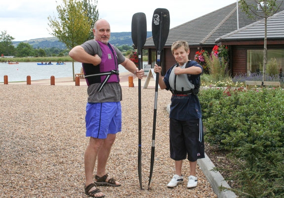 Ben comes to stay - canoeing at Aztec Water Sports, Lower Moor