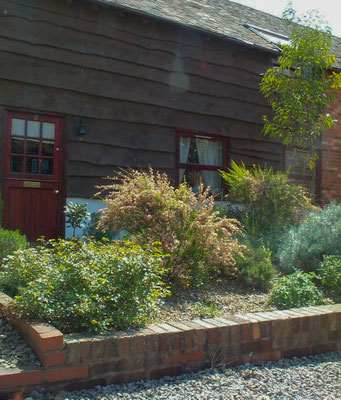 Front garden at Huxleys Barn