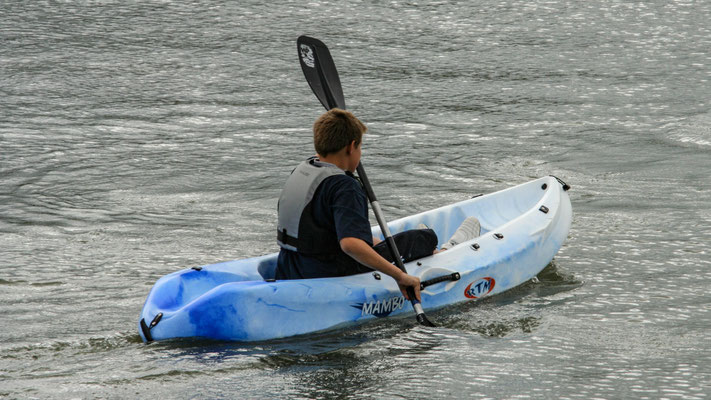 Ben comes to stay - canoeing at Aztec Water Sports, Lower Moor