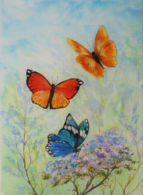 Papillons, acrylique sur papier (27x20)