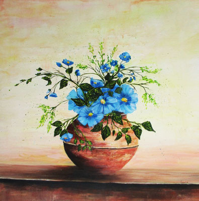 Bouquet bleu, acrylique sur toile, 50x50