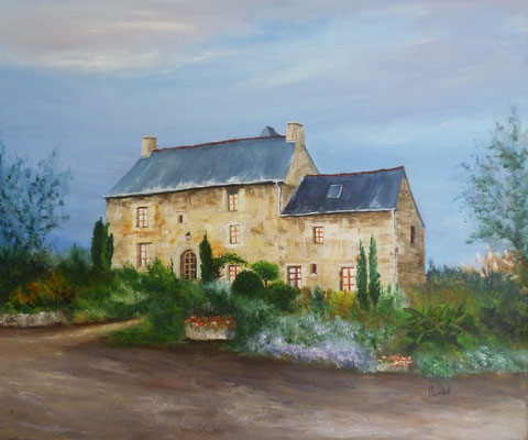 Manoir de la branche, côté sud, St Brice en Cogles, acrylique sur toile  (55x46)