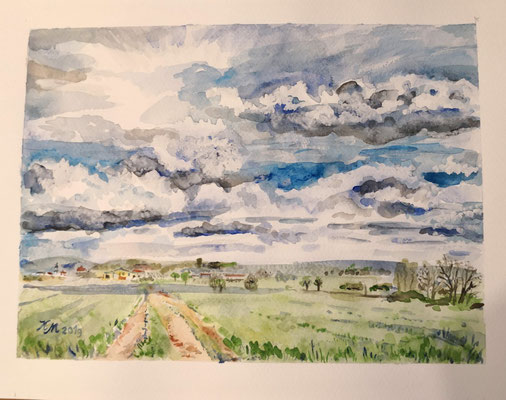 Wolkenhimmel Rastenberg Aquarell 20/30