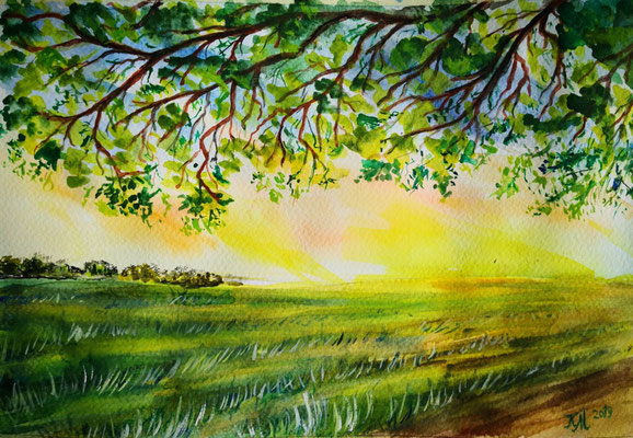 Am Feldrand Aquarell 20/30