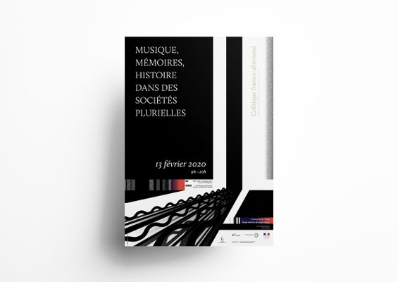 Poster für die Tagung „Musique, Mémoires, Histoire Dans Des Sociétés Plurielles“ der Universität Greifswald & Universität Tours.  | ©2020 Marius C. Merkel