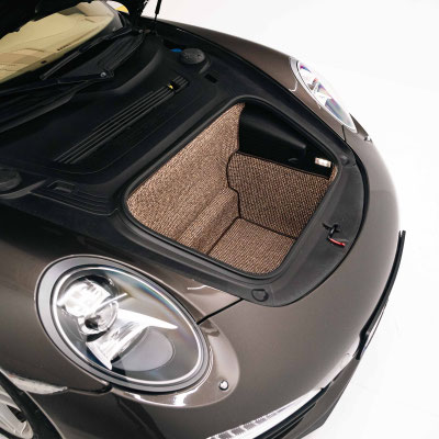 Braune Pepita Hahnentritt Kofferraummatte / Trunk Mat für für 991 / 981 Boxster Cayman 2011 - 2018 Porsche 911