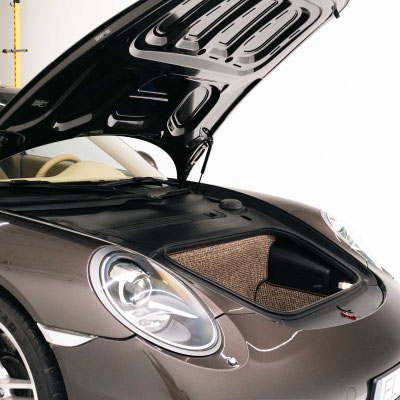 Braune Pepita Hahnentritt Kofferraummatte / Trunk Mat für für 991 / 981 Boxster Cayman 2011 - 2018 Porsche 911