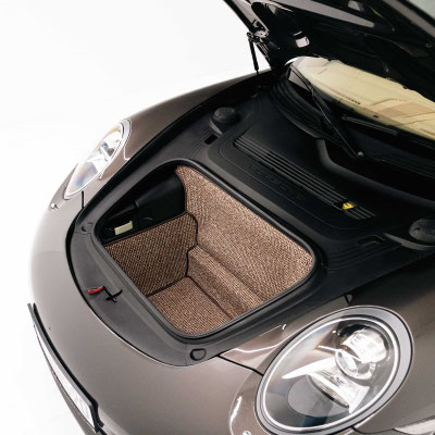 Braune Pepita Hahnentritt Kofferraummatte / Trunk Mat für für 991 / 981 Boxster Cayman 2011 - 2018 Porsche 911