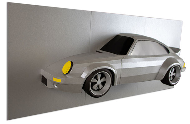 Autolegende Porsche 911 DUCKTAIL - WALL SCULPTURE 1:8 Paper Papier 
