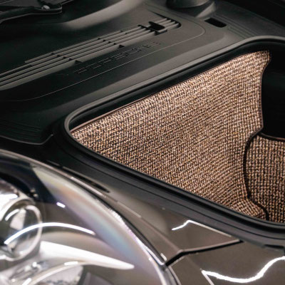 Braune Pepita Hahnentritt Kofferraummatte / Trunk Mat für für 991 / 981 Boxster Cayman 2011 - 2018 Porsche 911