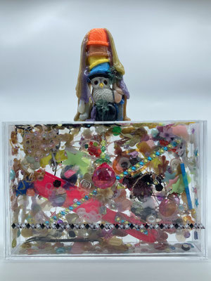 156 October 27, 1954  (Mike)  8.5cm x 26.4cm x 33cm  Mixed Media  2023