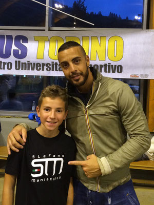 Luca con il campione del Mondo Stefano Maniscalco - 2015 Bardonecchia