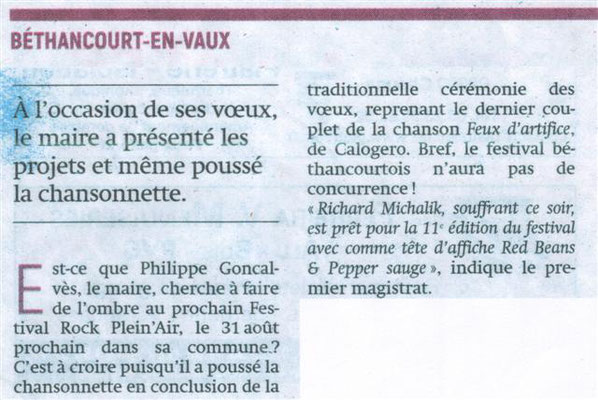 Article de presse : l'Aisne Nouvelle.