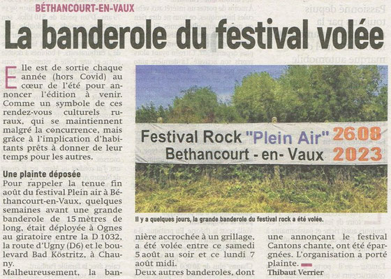 Articlede presse de l'Aisne Nouvelle du jeudi 10 Août 2023.